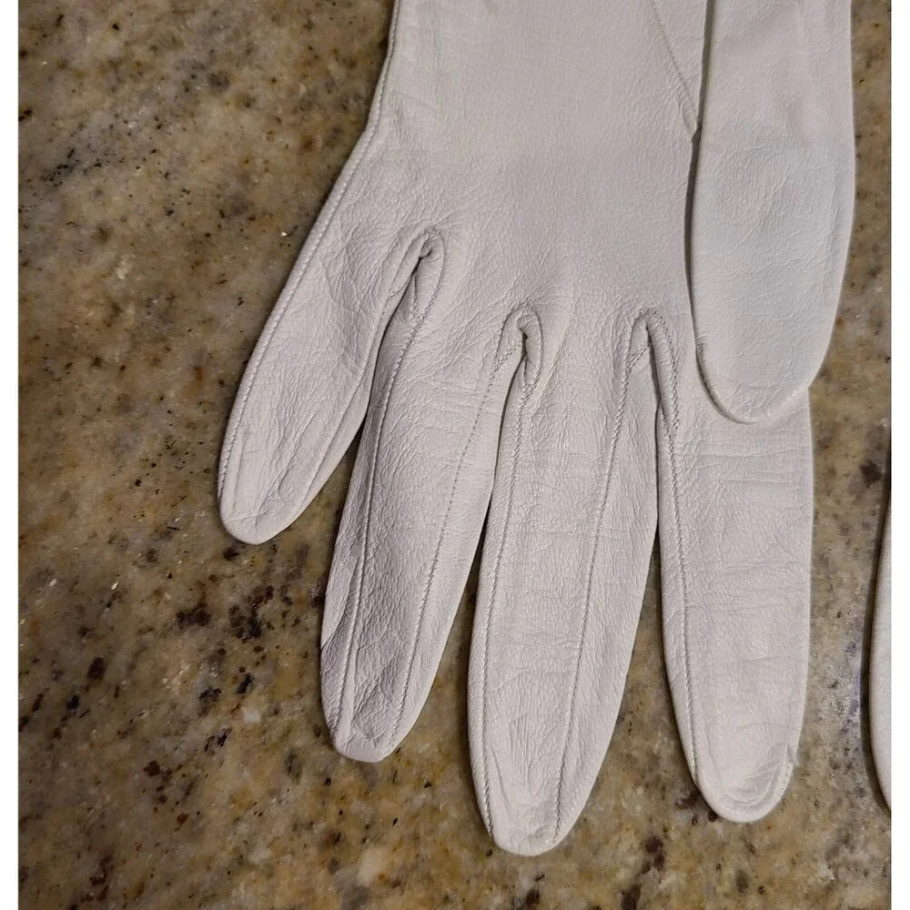 Vintage Size S White Kid Leather Formal 8.5